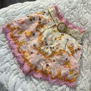 Zimmermann Floral Embroidered Shorts - Pink and Cream